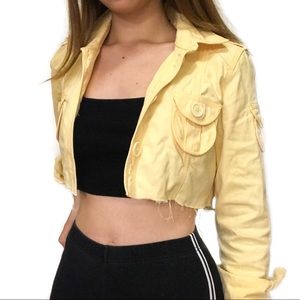 Marc jacob cropped distressed yellow denim jacket